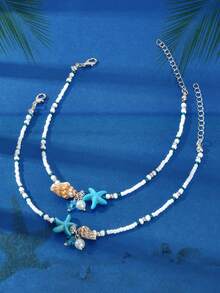 1pc Handmade Beaded Bohemian Style Adjustable Anklet, Summer Beach Foot Jewelry Sandal Accessory - Multicolor - View 8