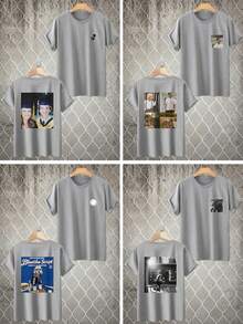 DIY 中性可客製化 T-shirt，輕量柔軟聚酯纖維，需提供高解析度照片（戀人/朋友/家人/寵物/公司 Logo）客製 - 灰色 - 查看 2