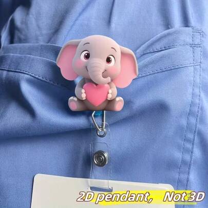 2D Flat, 1pc, Retractable Badge Reel ID Card Holder, Nursing Badge Clip, Suitable For Doctors, Students, Teachers, Medical Assistants, Can Be Used As Mother's Day, Father's Day, Birthday Gift For Family And Friends