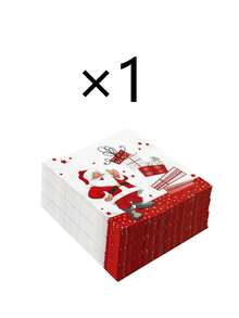 20pcs/1pc Santa Claus And Gift-Patterned Napkins-Convenient, Decorative Paper Napkins For Christmas Dining Tables; Suitable For Use In Homes, Restaurants, Hotels, And Cafes During Christmas And New Year's Celebrations. - One Size Fits All - View 10