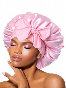 Silk Bonnet Satin Bonnet For Sleeping Large Bonnets With Tie Band Hair Wrap With Adjustable Straps Hair Cap For Women Curly - Multicolor - View 9
