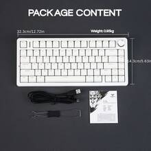 AULA F75 Custom Mechanical Keyboard, 75% Layout, Gasket Mount, Knob, Hot-Swappable Switches, PBT Keycaps, RGB Backlight, Wired Connection - View 12