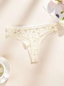 Aesletic 3PCS Plus Size Women's Floral Thong, Fresh-Style Lingerie Sexy - Multicolor - View 4