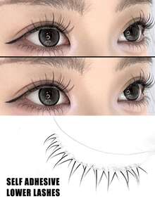 Asiteo 120pcs Pre-Glued Lower Eyelashes, Natural Soft Lightweight Manga Style False Lower Lashes, Suitable For Daily Wear, No Glue Needed, Korean-Japanese Makeup Style, Fits Various Makeup Looks - C - View 2