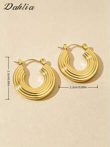 1 par de diseño geométrico dorado de estilo europeo y americano, elegante y exquisito, con patrón de líneas retorcidas y rayas, adecuado para uso diario y de vacaciones, enfocado en mujeres, elegancia real - Dorado - Ver 3