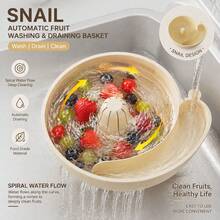 New Snail Shaped Automatic Fruit Vegetable Washing Machine Basket, Hands-Free Soaking Cleaning Colander With Drain Design, Portable Kitchen Filter Water Strainer Bowl For Grape Strawberry Berry Veggie - Multicolor - View 1