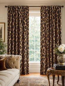2pcs Vintage Brown Leopard Print Decorative Curtains, Rod Pocket Design, Easy Installation And Removable, Polyester Material, Suitable For Living Room, Bedroom, Luxury Vintage Home Decor. - Multicolor - View 1