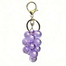 1 Peça Novo Pingente de Uva Transparente com Contas, Chaveiro Criativo para Bolsa, Presente, Acessório Decorativo, Decoração de Fruta, Corrente de Bolsa, Clipe de Bolsa, Pingente de Cacho de Uva Roxo e Verde, Novo Presente Criativo INS para Decoração de Mochila de Estudante - Multicolorido - Visão 14