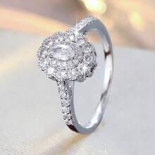 1 pieza Anillo de moda con diseño floral y circonita sintética incrustada para mujer - Multicolor - Ver 1