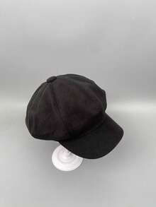 1pc Women's Solid Color Beret Hat With Brim, Suitable For Short Hair, Korean Style British Vintage Japanese Versatile Newsboy Cap - A - View 10