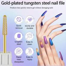 Gold-Plated Tungsten Carbide Nail Drill Bit With Portable Dust-Proof Storage Box, 3/32 Universal Shank, Fast Cleaning Of Nail Groove Residue, Salon And Home Dual-Use Nail Tool - Multicolor - View 2
