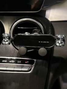 Cute Silver Heart Bear Gravity Car Phone Holder, Universal Air Vent Anti-Shake Car Navigation Bracket, Detachable Washable Upgraded PVC Car Phone Mount, Retractable Invisible Design Firm Clip-On Auto Interior Decor Phone Stand Fit All Car Models - Cartoon Stand - View 16