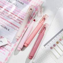 4pcs Soft Fluorescent Gel Pens Set, Pink Moraine Colors, Water-Based Ink, Fine-Tip, Suitable For Office Supplies, Writing, Correcting, Notebooks, Sketching School Supplies,Back To School - Sets - View 2
