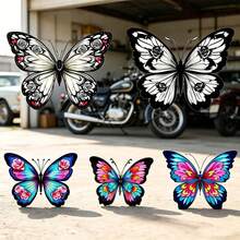 AD 1pc Black & White Colorful Butterfly Series 3D Stereo Effect Scratch Cover Car Sticker, Motorcycle Decoration Sticker - A - View 2