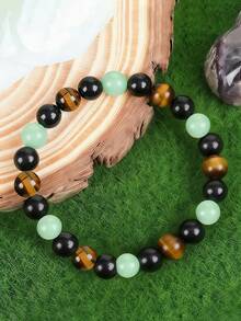YAUKIA Bracelet de chance en aventurine verte 8 mm, apporte le bien-être et le calme émotionnel, le succès, bijou de yoga et de méditation, cadeau idéal - Multicolore - Voir 5