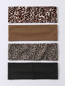 4pcs/Set Fashionable Women's Leopard Print Pattern Soft Non-Slip Headbands, Elastic Yoga Sports Headbands Hair Accessories, Versatile For Daily Wear And Multiple Occasions - Multicolor - View 9