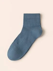 5 Pairs Men's Cotton Crew Socks, Vertical Rib Mesh Breathable Mid Calf Socks, Moisture Wicking Odor Resistant Solid Neutral Color Daily Casual Socks - Multicolor - View 10
