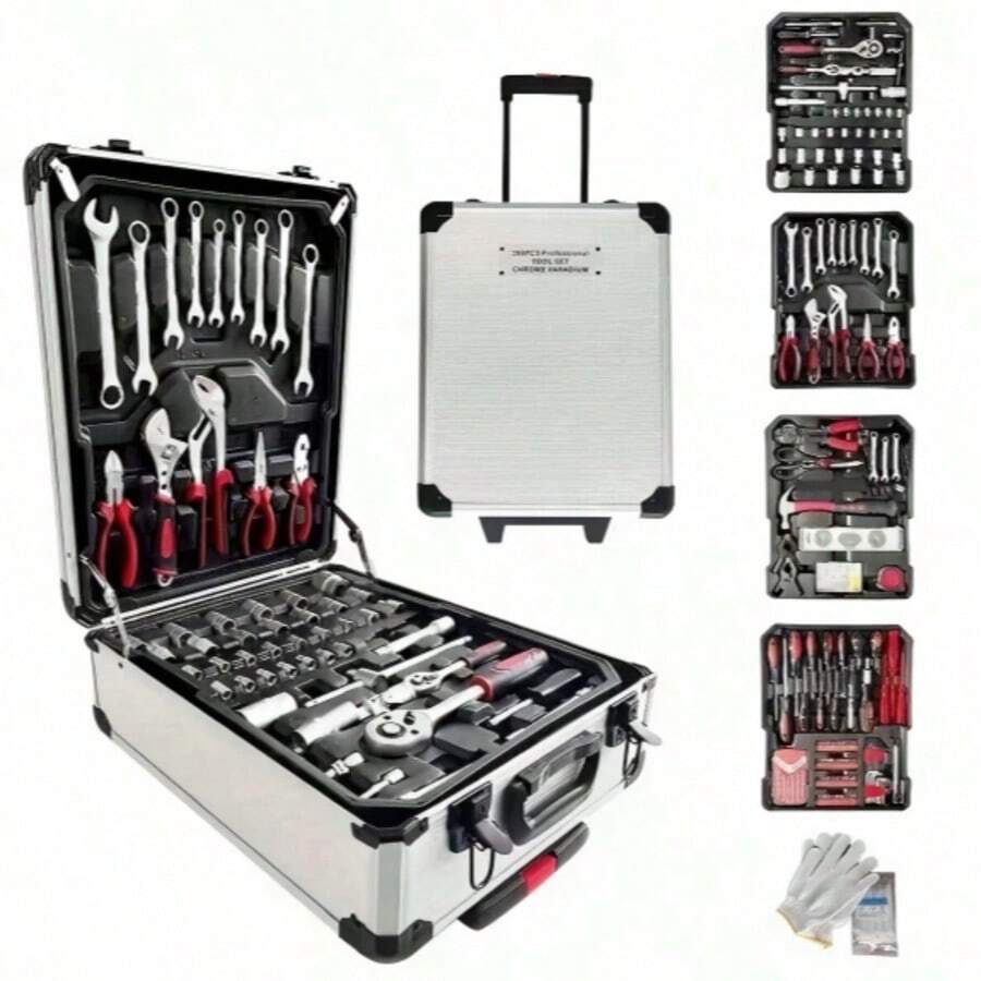 1 Set 46pcs And 115pcs Professional Car Repair Tool Box: Portable Durable And Easy To Use Ratchet Wrench Set - Suitable For Car, Boat, Motorcycle Repair, Home Industrial Maintenance - Multicolor - View 1