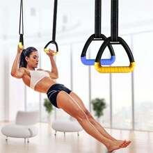 1.5/2.0m Gymnastics Rings Set With Nylon Strap Handles, Pull-Up Resistance Bands, Stretching Rings, Non-Slip Shoulder Straps, Home Gym Fitness Equipment For Home Workout And Strength Training - Multicolor - View 3