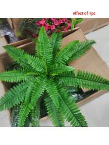 1pc Realistic Boston Fern Artificial Plant, UV-Resistant And Fade-Proof Faux Fern Plant, Lifelike And Durable, Suitable For Outdoor Garden, Porch, Entryway, Window Sill, Wedding Decor - Multicolor 1 - View 13