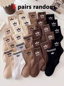 20 Pairs Kids Athletic Crew Socks Back To School, Ribbed Sports Letter Print Breathable Socks For Boys Girls, CoffeeBrownBeigeSchoolWearPack1-16Y - Multicolor - View 11
