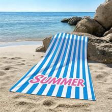 1件條紋夏季超細纖維沙灘巾，柔軟吸水輕便，適合成人與青少年，適用於海灘、旅行與游泳的沙灘毯 - 彩色 - 查看 6