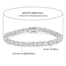 MDFUN 18K白金鍍層 5mm圓形與5*7mm橢圓形CZ鋯石網球手鍊，女士閃亮立方鋯石鏈條手鍊，適合婚禮與日常佩戴的精緻珠寶 - 白色-圓形+橢圓形 - 查看 5