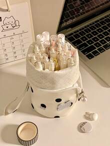 1pc Polka Dot Pen Holder/Portable Pencil Case, Lightweight Handheld, Multi-Functional Large Capacity, Suitable For Office And School, Ideal Gift For Friends During Back To School Season - Multicolor - View 6