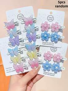 10/5pcs/Set Iridescent Transparent Hair Clips, Butterfly & Flower Designs, Clear Sweet Cute Hair Accessories - Suitable For Girls And Teenagers, Perfect For Daily Wear, School, Vacation, Commuting, Spring Outings, Photography And More - Multicolor - View 11
