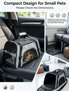 Soft-Edged Foldable Pet Carrier Bag, Suitable For Cats And Small Dogs - Breathable, Scratch-Resistant, Waterproof, Easy To Clean, Lightweight And Portable, With Detachable Shoulder Strap, Suitable For Car/Travel/Airplane/Home Use - Multicolor - View 6