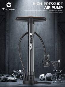 WEST BIKING 120psi Bicycle Pump, Lightweight And Portable, Stainless Steel Material, Durable, Suitable For Three Types Of Valves, Home Inflation Tool - Multicolor - View 2