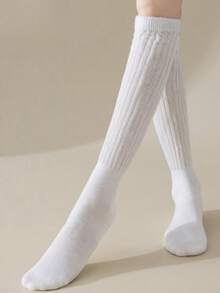3/2/1 Pairs Women's Ribbed Knit Knee-High Socks, Slimming Fit, Warm, Elastic, Non-Slip, Anti-Slip, College Style JK Boot Socks, Black & White Winter Edition - Multicolor - View 5