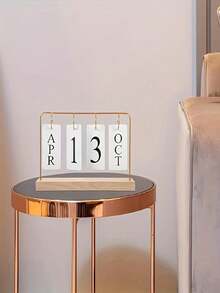 1pc Wooden Creative Gold Perpetual Calendar, Office Desk Calendar, Office Desk Decor, New Home Ornament, Hanging Decoration - Calendar Stand - View 3
