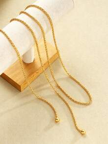 1pc Fashion Casual Multi-Layer Long Necklace For Women, Suitable For Daily Wear, Vacation And Party - Yellow Gold - View 5