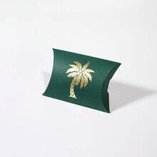 20pcs Elegant Saudi Arabia Palm Tree Pillow Gift Boxes, Green White Party Favor Boxes With Gold Foil Pattern, Eid Ramadan & National Day Wedding Treat Packaging With Ribbon Bow - 9.5X6.5X2.5cm - View 11