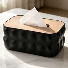 Rectangular Tissue Box, Creative Feather Design Tissue Dispenser, Large Tissue Box, Refillable Tissue Organizer, Suitable For Dining Table, Bedside, Vanity - Multicolor - View 1