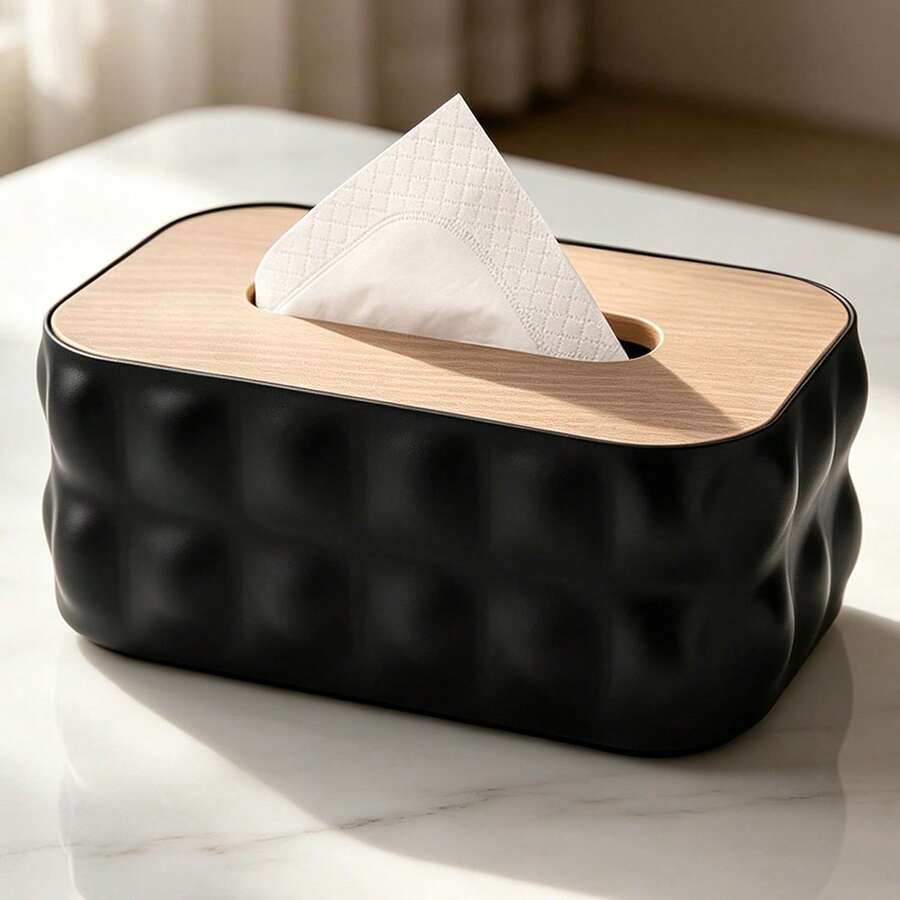 Rectangular Tissue Box, Creative Feather Design Tissue Dispenser, Large Tissue Box, Refillable Tissue Organizer, Suitable For Dining Table, Bedside, Vanity - Multicolor - View 1