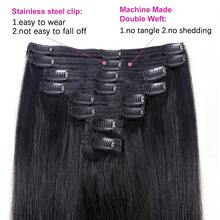8pcs Bone Straight Clip In Hair Extensions Human Hair Full Head Clip In Human Hair Extensions Natural Black For Women - Natural Black - View 4