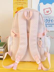 熊熊波點透明窗大容量學生通勤後背包，甜美女孩風書包 - 彩色 - 查看 8