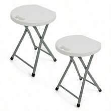 White Folding Stools - Portable And Durable Plastic Foldable Stools For Camping, Kitchen, Desk, Or Outdoor Use, Lightweight Fold Up Stool For Indoor/Outdoor Events And Everyday Seating - 2 Stools - View 1