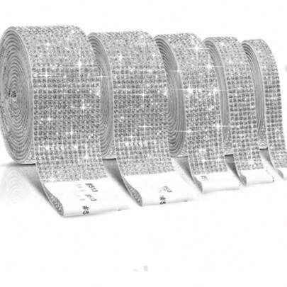 Silver Self-Adhesive Rhinestone Tape Shiny Diamond Stickers, DIY Craft Supplies For Car, Phone, Home Wall, Holiday, Birthday & Graduation Mirror Decor