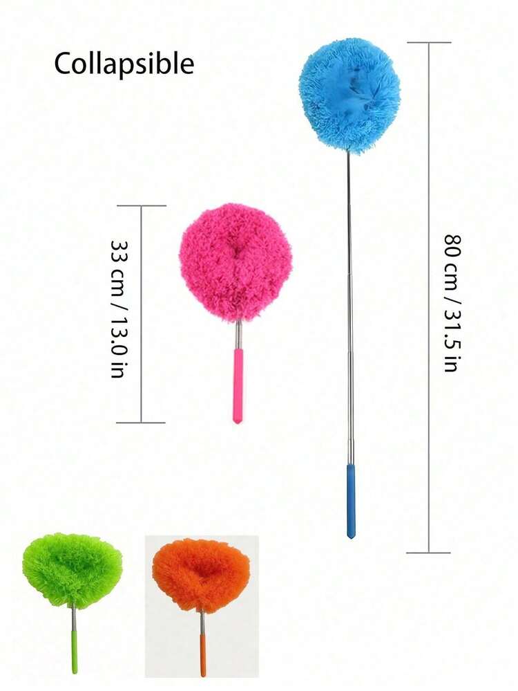 Telescopic Microfiber Ceiling Fan Duster, Adjustable Length 13 To 31.5 Inches, Washable, Suitable For High Ceilings, Furniture And Car Cleaning, Multi-Functional Dusting Fan, Easily Clean Home Item Dust, Cleaning Tool - Multicolor - View 10