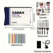 Funny Medical Humor Xanax Pill Bottle Print Makeup Bag - Alprazolam Medicine Design Cosmetic Pouch - Multicolor - View 3