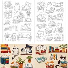 Kain Non-Anyaman Perekat Sendiri untuk Menjahit Tangan dan Menggambar Sketsa dengan Stabilizer Larut Air Bergambar Kucing Membaca Buku untuk Bordir. - A239 - View 15