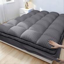 Quilted Mattress Pad Designed To Fit Snugly, Featuring A Cooling Pillow Top And Breathable, Fluffy Softness, Suitable For Mattresses With Depths Ranging From 8 To 21 Inches - Light Grey - View 8