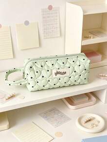 Cute Quilted Heart Mini Pouch Zipper Cosmetic & Brushes Storage Bag Portable Makeup Bag Coin Purse Lightweight Travel Toiletry Bags Pencil Case - Multicolor - View 9
