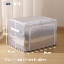 Caja de almacenamiento plegable y transparente, organizador de armario para el hogar para ropa, ropa de cama, contenedor apilable, regalo perfecto, solución de organización del hogar, diseño de ahorro de espacio, sistema de almacenamiento de armario duradero - Blanco - Ver 4