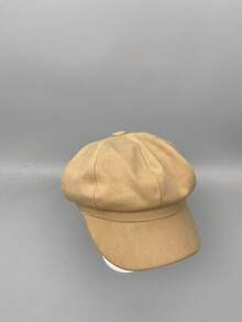 1pc Women's Solid Color Beret Hat With Brim, Suitable For Short Hair, Korean Style British Vintage Japanese Versatile Newsboy Cap - A - View 8