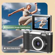كاميرا رقمية 4K بدقة 48 ميجابكسل للتصوير الفوتوغرافي والفلوق، شاشة قابلة للطي 2.4 بوصة، زووم رقمي 8x، مانع اهتزاز، محمولة، كاميرا بطاقة CCD، مناسبة للمراهقين والسفر والمبتدئين، بطارية 800mAh بعمر طويل - متعدد الألوان - مشاهدة 5