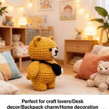 Backpack Bear Crochet Material Bag (Handmade By Adults, Not Finished), Suitable For Beginners To Get Started | Includes The Necessary Yarn And Accessories. Detailed Step-By-Step Instructions On Sewing Techniques. - Backpack Bear DIY Kit - View 5